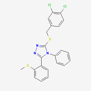 molecular formula C22H17Cl2N3S2 B2884808 3-[(3,4-Dichlorophenyl)methylsulfanyl]-5-(2-methylsulfanylphenyl)-4-phenyl-1,2,4-triazole CAS No. 339015-50-8