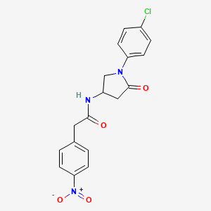 molecular formula C18H16ClN3O4 B2884811 N-(1-(4-chlorophenyl)-5-oxopyrrolidin-3-yl)-2-(4-nitrophenyl)acetamide CAS No. 896301-67-0