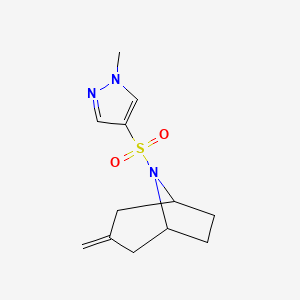 molecular formula C12H17N3O2S B2884830 (1R,5S)-8-((1-methyl-1H-pyrazol-4-yl)sulfonyl)-3-methylene-8-azabicyclo[3.2.1]octane CAS No. 2310140-54-4