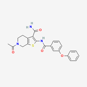 molecular formula C23H21N3O4S B2884845 6-Acetyl-2-(3-phenoxybenzamido)-4,5,6,7-tetrahydrothieno[2,3-c]pyridine-3-carboxamide CAS No. 864927-97-9