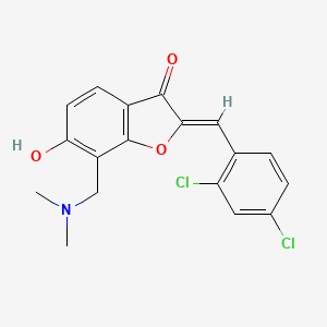 molecular formula C18H15Cl2NO3 B2884849 (Z)-2-(2,4-dichlorobenzylidene)-7-((dimethylamino)methyl)-6-hydroxybenzofuran-3(2H)-one CAS No. 893380-95-5