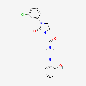 molecular formula C21H23ClN4O3 B2884850 1-(3-Chlorophenyl)-3-(2-(4-(2-hydroxyphenyl)piperazin-1-yl)-2-oxoethyl)imidazolidin-2-one CAS No. 1323318-51-9