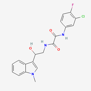 molecular formula C19H17ClFN3O3 B2884864 N1-(3-氯-4-氟苯基)-N2-(2-羟基-2-(1-甲基-1H-吲哚-3-基)乙基)草酰胺 CAS No. 1448046-23-8