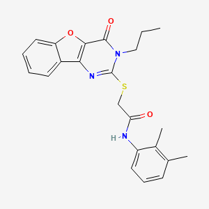 molecular formula C23H23N3O3S B2884871 N-(2,3-dimethylphenyl)-2-({6-oxo-5-propyl-8-oxa-3,5-diazatricyclo[7.4.0.0^{2,7}]trideca-1(9),2(7),3,10,12-pentaen-4-yl}sulfanyl)acetamide CAS No. 900003-84-1