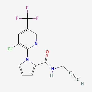 molecular formula C14H9ClF3N3O B2884875 1-[3-氯-5-(三氟甲基)-2-吡啶基]-N-(2-炔丙基)-1H-吡咯-2-甲酰胺 CAS No. 338397-74-3