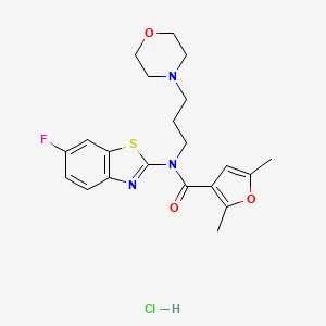 molecular formula C21H25ClFN3O3S B2884881 N-(6-fluorobenzo[d]thiazol-2-yl)-2,5-dimethyl-N-(3-morpholinopropyl)furan-3-carboxamide hydrochloride CAS No. 1351633-98-1