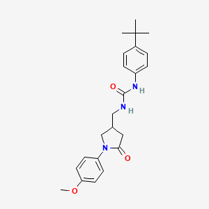molecular formula C23H29N3O3 B2884886 1-(4-(Tert-butyl)phenyl)-3-((1-(4-methoxyphenyl)-5-oxopyrrolidin-3-yl)methyl)urea CAS No. 954636-06-7