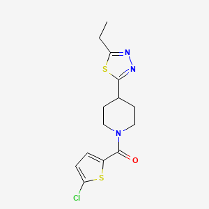 molecular formula C14H16ClN3OS2 B2884890 (5-氯噻吩-2-基)(4-(5-乙基-1,3,4-噻二唑-2-基)哌啶-1-基)甲酮 CAS No. 1172463-60-3