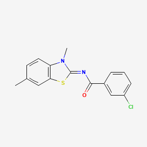 molecular formula C16H13ClN2OS B2884892 3-chloro-N-(3,6-dimethyl-1,3-benzothiazol-2-ylidene)benzamide CAS No. 391229-87-1