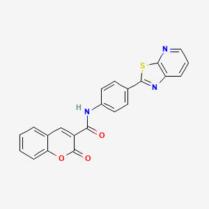 molecular formula C22H13N3O3S B2884899 2-氧代-N-(4-(噻唑并[5,4-b]吡啶-2-基)苯基)-2H-色烯-3-甲酰胺 CAS No. 863589-00-8