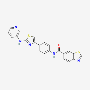 molecular formula C22H15N5OS2 B2884903 N-(4-(2-(pyridin-3-ylamino)thiazol-4-yl)phenyl)benzo[d]thiazole-6-carboxamide CAS No. 1797721-89-1
