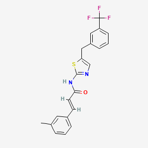molecular formula C21H17F3N2OS B2884908 (E)-3-(间甲苯基)-N-(5-(3-(三氟甲基)苄基)噻唑-2-基)丙烯酰胺 CAS No. 301175-84-8