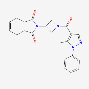 molecular formula C22H22N4O3 B2884910 2-(1-(5-methyl-1-phenyl-1H-pyrazole-4-carbonyl)azetidin-3-yl)-3a,4,7,7a-tetrahydro-1H-isoindole-1,3(2H)-dione CAS No. 2034235-24-8