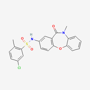 molecular formula C21H17ClN2O4S B2884924 5-chloro-2-methyl-N-(10-methyl-11-oxo-10,11-dihydrodibenzo[b,f][1,4]oxazepin-2-yl)benzenesulfonamide CAS No. 921919-70-2