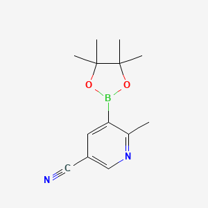 molecular formula C13H17BN2O2 B2884929 6-Methyl-5-(4,4,5,5-tetramethyl-1,3,2-dioxaborolan-2-yl)nicotinonitrile CAS No. 2223012-08-4