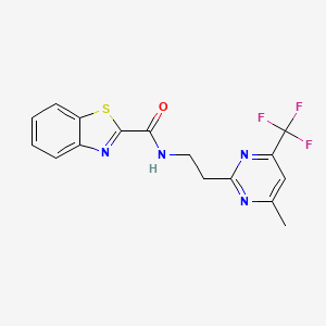 molecular formula C16H13F3N4OS B2884931 N-(2-(4-甲基-6-(三氟甲基)嘧啶-2-基)乙基)苯并[d]噻唑-2-甲酰胺 CAS No. 1396848-91-1