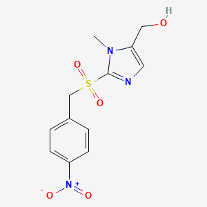 molecular formula C12H13N3O5S B2884946 {1-甲基-2-[(4-硝基苄基)磺酰基]-1H-咪唑-5-基}甲醇 CAS No. 478049-30-8