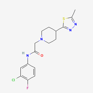 molecular formula C16H18ClFN4OS B2884947 N-(3-chloro-4-fluorophenyl)-2-(4-(5-methyl-1,3,4-thiadiazol-2-yl)piperidin-1-yl)acetamide CAS No. 1396868-93-1