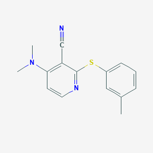 molecular formula C15H15N3S B2884950 4-(Dimethylamino)-2-[(3-methylphenyl)sulfanyl]nicotinonitrile CAS No. 478262-63-4