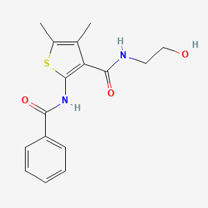 molecular formula C16H18N2O3S B2884954 2-苯甲酰氨基-N-(2-羟乙基)-4,5-二甲基噻吩-3-甲酰胺 CAS No. 326888-16-8