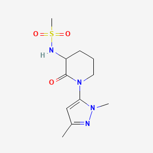 molecular formula C11H18N4O3S B2884955 N-[1-(1,3-dimethyl-1H-pyrazol-5-yl)-2-oxopiperidin-3-yl]methanesulfonamide CAS No. 1803566-35-9
