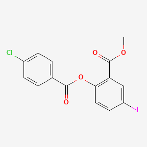 molecular formula C15H10ClIO4 B2884956 Methyl 2-((4-chlorobenzoyl)oxy)-5-iodobenzenecarboxylate CAS No. 297150-26-6