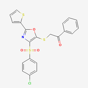 2-((4-((4-Chlorophenyl)sulfonyl)-2-(thiophen-2-yl)oxazol-5-yl)thio)-1-phenylethanone