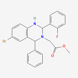 molecular formula C23H20BrFN2O2 B2885001 甲基[6-溴-2-(2-氟苯基)-4-苯基-1,4-二氢喹唑啉-3(2H)-基]乙酸酯 CAS No. 312527-82-5