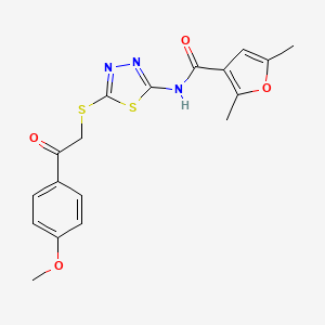 molecular formula C18H17N3O4S2 B2885005 N-(5-((2-(4-methoxyphenyl)-2-oxoethyl)thio)-1,3,4-thiadiazol-2-yl)-2,5-dimethylfuran-3-carboxamide CAS No. 1219902-71-2