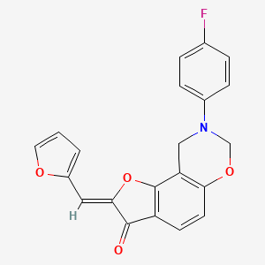 molecular formula C21H14FNO4 B2885007 (Z)-8-(4-fluorophenyl)-2-(furan-2-ylmethylene)-8,9-dihydro-2H-benzofuro[7,6-e][1,3]oxazin-3(7H)-one CAS No. 951975-99-8