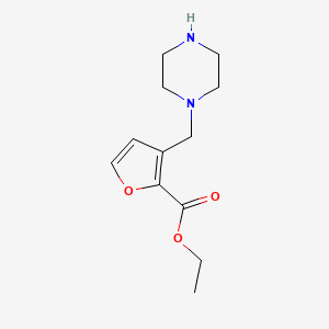 molecular formula C12H18N2O3 B2885014 Ethyl 3-(piperazin-1-ylmethyl)furan-2-carboxylate CAS No. 2248409-72-3
