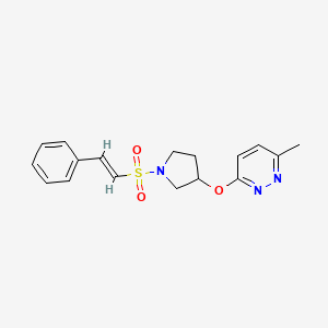 molecular formula C17H19N3O3S B2885017 (E)-3-methyl-6-((1-(styrylsulfonyl)pyrrolidin-3-yl)oxy)pyridazine CAS No. 2035019-50-0