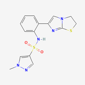 molecular formula C15H15N5O2S2 B2885021 N-(2-(2,3-二氢咪唑并[2,1-b]噻唑-6-基)苯基)-1-甲基-1H-吡唑-4-磺酰胺 CAS No. 2034289-97-7
