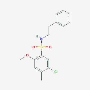 molecular formula C16H18ClNO3S B288503 5-chloro-2-methoxy-4-methyl-N-(2-phenylethyl)benzenesulfonamide 