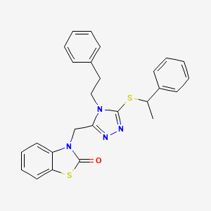 molecular formula C26H24N4OS2 B2885030 3-((4-phenethyl-5-((1-phenylethyl)thio)-4H-1,2,4-triazol-3-yl)methyl)benzo[d]thiazol-2(3H)-one CAS No. 847402-57-7