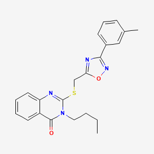 molecular formula C22H22N4O2S B2885044 3-butyl-2-(((3-(m-tolyl)-1,2,4-oxadiazol-5-yl)methyl)thio)quinazolin-4(3H)-one CAS No. 2034275-03-9