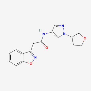 molecular formula C16H16N4O3 B2885048 2-(benzo[d]isoxazol-3-yl)-N-(1-(tetrahydrofuran-3-yl)-1H-pyrazol-4-yl)acetamide CAS No. 1797317-95-3