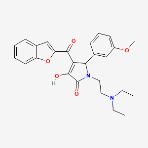 molecular formula C26H28N2O5 B2885052 4-(1-benzofuran-2-ylcarbonyl)-1-[2-(diethylamino)ethyl]-3-hydroxy-5-(3-methoxyphenyl)-1,5-dihydro-2H-pyrrol-2-one CAS No. 618366-47-5