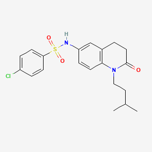 molecular formula C20H23ClN2O3S B2885069 4-chloro-N-(1-isopentyl-2-oxo-1,2,3,4-tetrahydroquinolin-6-yl)benzenesulfonamide CAS No. 941912-57-8
