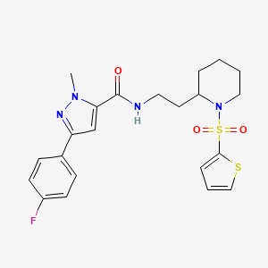 3-(4-fluorophenyl)-1-methyl-N-(2-(1-(thiophen-2-ylsulfonyl)piperidin-2-yl)ethyl)-1H-pyrazole-5-carboxamide