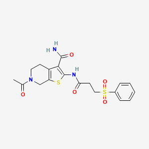 6-acetyl-2-[3-(benzenesulfonyl)propanoylamino]-5,7-dihydro-4H-thieno[2,3-c]pyridine-3-carboxamide