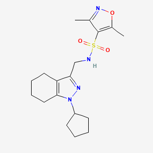 molecular formula C18H26N4O3S B2885089 N-((1-环戊基-4,5,6,7-四氢-1H-吲唑-3-基)甲基)-3,5-二甲基异恶唑-4-磺酰胺 CAS No. 1448125-43-6
