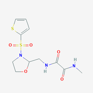 molecular formula C11H15N3O5S2 B2885091 N1-methyl-N2-((3-(thiophen-2-ylsulfonyl)oxazolidin-2-yl)methyl)oxalamide CAS No. 874804-89-4