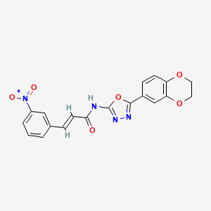 (E)-N-(5-(2,3-dihydrobenzo[b][1,4]dioxin-6-yl)-1,3,4-oxadiazol-2-yl)-3-(3-nitrophenyl)acrylamide