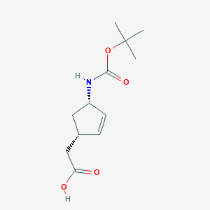 2-[(1S,4S)-4-[(2-Methylpropan-2-yl)oxycarbonylamino]cyclopent-2-en-1-yl]acetic acid