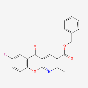 molecular formula C21H14FNO4 B2885102 benzyl 7-fluoro-2-methyl-5-oxo-5H-chromeno[2,3-b]pyridine-3-carboxylate CAS No. 1797376-37-4