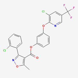 molecular formula C23H13Cl2F3N2O4 B2885103 3-{[3-Chloro-5-(trifluoromethyl)-2-pyridinyl]oxy}phenyl 3-(2-chlorophenyl)-5-methyl-4-isoxazolecarboxylate CAS No. 338978-05-5