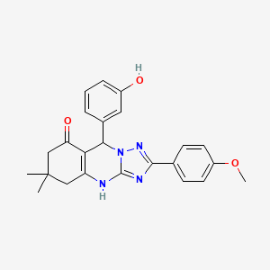 molecular formula C24H24N4O3 B2885104 9-(3-羟基苯基)-2-(4-甲氧基苯基)-6,6-二甲基-5,6,7,9-四氢-[1,2,4]三唑并[5,1-b]喹唑啉-8(4H)-酮 CAS No. 540479-57-0