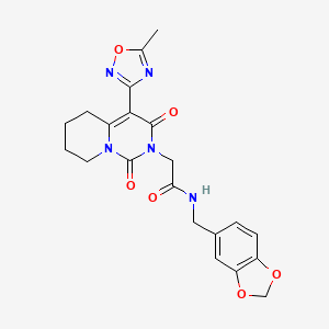 molecular formula C21H21N5O6 B2885105 N-(1,3-benzodioxol-5-ylmethyl)-2-[4-(5-methyl-1,2,4-oxadiazol-3-yl)-1,3-dioxo-5,6,7,8-tetrahydro-1H-pyrido[1,2-c]pyrimidin-2(3H)-yl]acetamide CAS No. 1775541-77-9