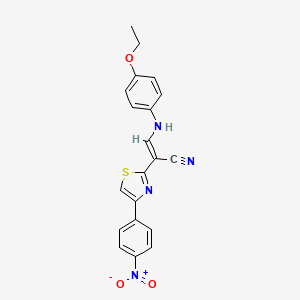molecular formula C20H16N4O3S B2885109 (E)-3-((4-ethoxyphenyl)amino)-2-(4-(4-nitrophenyl)thiazol-2-yl)acrylonitrile CAS No. 374546-08-4
